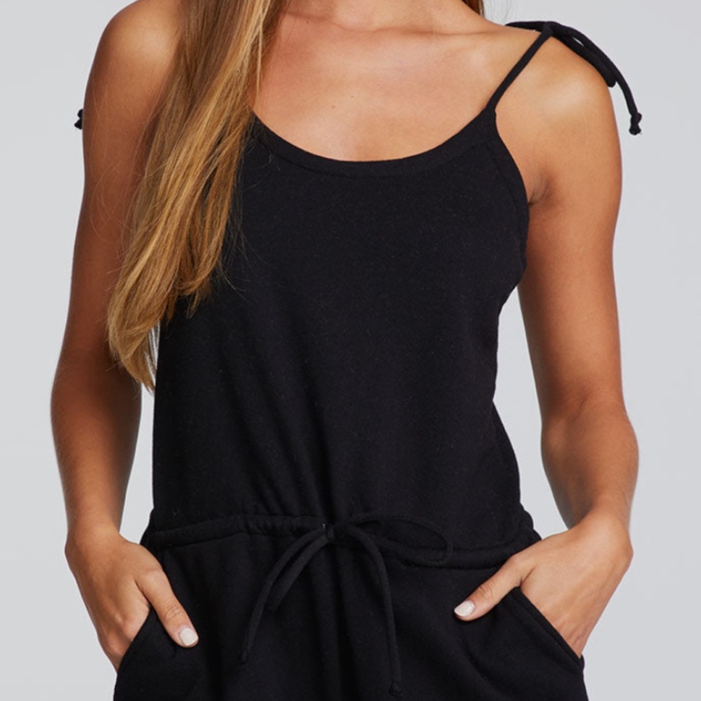 Chaser Vintage Fleece Strappy Fleece Short Romper